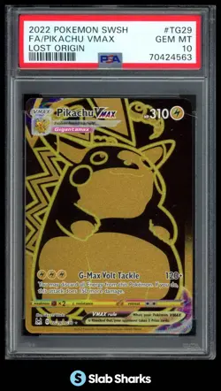 2022 POKEMON SWORD & SHIELD LOST ORIGIN PIKACHU VMAX TRAINER GALLERY PSA 10 - Image 1