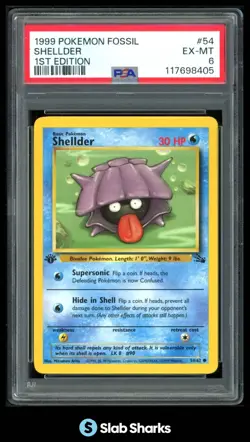 1999 POKEMON FOSSIL 1ST EDITION #54/62 SHELLDER PSA 6 - Image 1