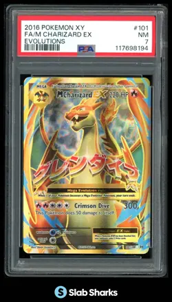 2016 POKEMON XY EVOLUTIONS #101/108 M CHARIZARD EX FULL ART ULTRA RARE PSA 7 - Image 1