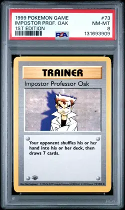 1999 POKEMON BASE SET 1ST EDITION #73 IMPOSTOR PROFESSOR OAK PSA 8 - Image 1