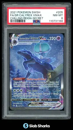 2021 POKEMON SWSH CHILLING REIGN SHADOW RIDER CALYREX VMAX FA SECRET PSA 8 - Image 1