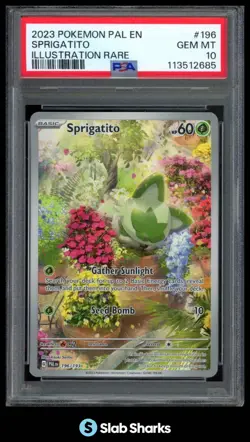 2023 POKEMON PALDEA EVOLVED #196/193 SPRIGATITO ILLUSTRATION RARE PSA 10 - Image 1