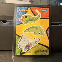 Pokemon Caterpie Metapod Butterfree The First Movie Sticker Card Topps 1999 - Image 1