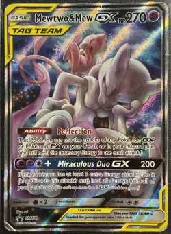 Mewtwo & Mew GX SM191 - 2019 S&M Tag Team Pokemon TCG Black Star Promo- DMG Card - Image 1