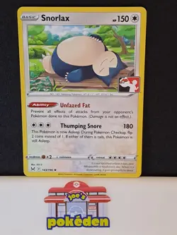 Pokemon Card Snorlax 143/196 Prize Pack Series 3 Promo Lost Origin LP/NM 2022 - Image 1