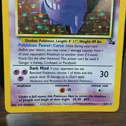 Pokemon Gengar TCG Holo Rare Unlimited Card 5/62 Fossil LP-MP Condition - Image 3