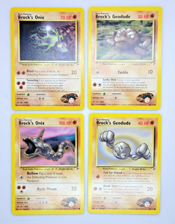 NM Vintage Gym Hero WOTC Pokemon Cards Brock's Alt Art Lot (4): Onix, Geodude - Image 1