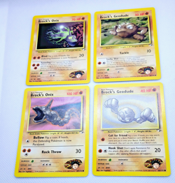 NM Vintage Gym Hero WOTC Pokemon Cards Brock's Alt Art Lot (4): Onix, Geodude - Image 2