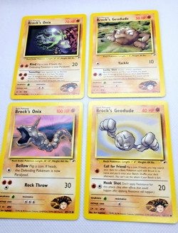 NM Vintage Gym Hero WOTC Pokemon Cards Brock's Alt Art Lot (4): Onix, Geodude - Image 3