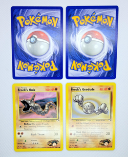 NM Vintage Gym Hero WOTC Pokemon Cards Brock's Alt Art Lot (4): Onix, Geodude - Image 4