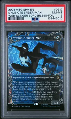 2025 MAGIC: THE GATHERING MARVEL'S SPIDER-MAN #0217 SYMBIOTE SPIDER-MAN PSA 8 - Image 1