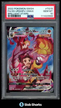 2022 POKEMON BRILLIANT STARS #TG19/TG30 SINGLE STRIKE URSHIFU VMAX PSA 10 - Image 1