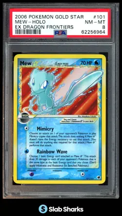 2006 POKEMON GOLD STAR EX DRAGON FRONTIERS #101/101 MEW HOLO PSA 8 - Image 1