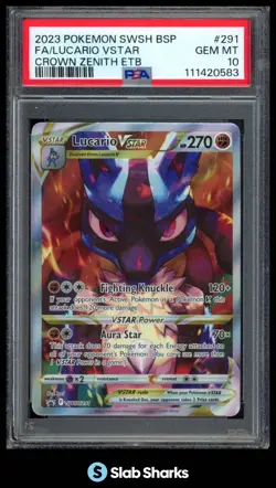 2023 POKEMON BLACK STAR PROMO #SWSH291 LUCARIO VSTAR CROWN ZENITH ETB PSA 10 - Image 1