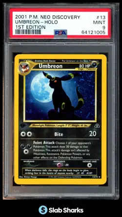 2001 POKEMON NEO DISCOVERY 1ST EDITION #13/75 UMBREON HOLO PSA 9 - Image 1