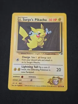 Lt. Surge's Pikachu 081/132 Gym Heroes Regular WOTC Vintage 2000 Pokemon TCG LP - Image 1