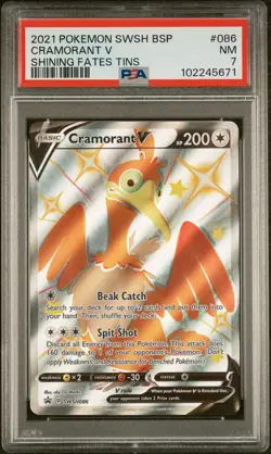 2021 POKEMON SWSH BLACK STAR PROMO SHINING FATES TINS #086 CRAMORANT V PSA 7 - Image 1