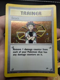 Pokemon TCG Brock Trainer Holo Rare Card 15/132 WOTC Gym Heroes NM - Image 1