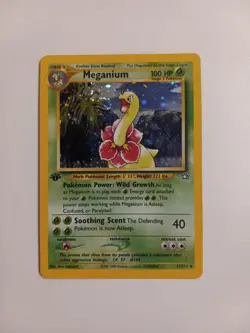 2000 Pokemon TCG Meganium Holo 11/111 1st Edition Neo Genesis Holo Rare w/Swirl - Image 1