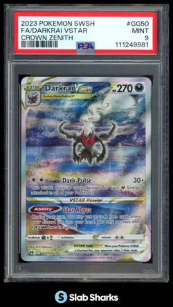 2023 POKEMON CROWN ZENITH #GG50/GG70 DARKRAI VSTAR GALARIAN GALLERY PSA 9 - Image 1