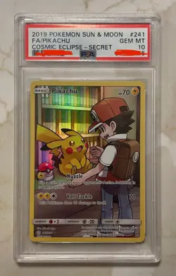 PSA 10 Pikachu Secret 241/236 Sun Moon Cosmic Eclipse Pokemon Card PSA 10 - Image 1