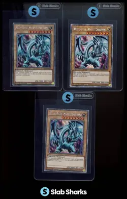 2024 YU-GI-OH! QUARTER CENTURY BONANZA 1ST ED. BLUE-EYES COLL. RARE x3 CARD LOT - Image 1