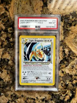 Pokemon Light Dragonite Neo Destiny Holo Rare Card #14 PSA 8 - Image 1