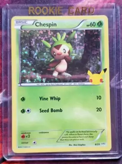 Pokemon Card Chespin 6/25 HOLO 25th Anniversary McDonalds 2021 Pack Fresh - Image 3