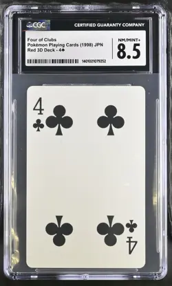 Pokemon Playing Cards 1998 Japanese Red 3D Four Of Clubs CGC 8.5 *POP 4!* - Image 1