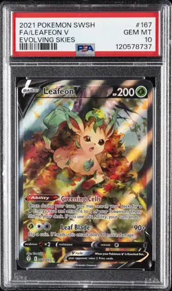 2021 POKEMON SWORD & SHIELD EVOLVING SKIES #167 FULL ART/LEAFEON V PSA 10 - Image 1