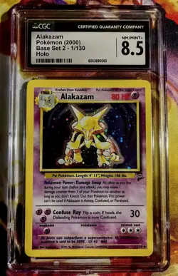 Alakazam 1/130 Base Set 2 WOTC Holo Unlimited CGC 8.5 Wizards Pokemon TCG NM - Image 1