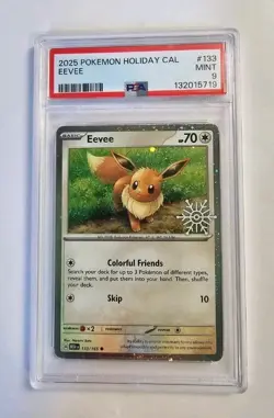 2025 POKEMON HOLIDAY CALENDAR #133 EEVEE PSA 9 - Image 1
