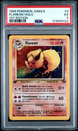FLAREON Pokemon Jungle 1st Edition Holo 3/64 - PSA 5 -422 - Image 1