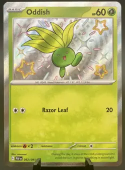 Oddish 092/091 Paldean Fates Baby Shiny Rare Holo Near Mint Pokemon TCG NM - Image 1