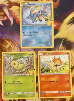 Pokemon TCG 25th Anniversary McDonald’s 2021 Holo Chikorita Totodile Cyndaquil - Image 1
