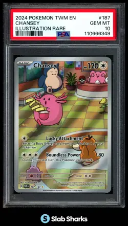 2024 POKEMON SV TWILIGHT MASQUERADE #187/167 CHANSEY ILLUSTRATION RARE PSA 10 - Image 1