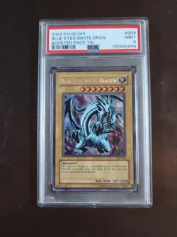 2003 YU-GI-OH! BOOSTER TIN #009 BLUE-EYES WHITE DRAGON PSA 9 - Image 1