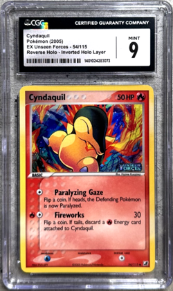 Pokemon Card Cyndaquil Reverse Holo CGC 9 Mint EX Unseen Forces 54/115 2005 (1A) - Image 1