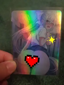 GORGEOUS FANTASY SCHOOLGIRL RAINBOW FOIL WAIFU ANIME CARD - Image 1