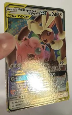 Pokemon TCG Mega Lopunny & Jigglypuff GX 165/236 Cosmic Eclipse Holo Card NM - Image 3