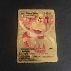 Gold Foil Pokemon Art Card Meowth Vmax Hp300 SWSH005 Fan Art - Image 1