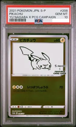 PSA 10 Nagaba Pikachu 208/S-P Promo Japanese Pokemon Card 2021 Yu PCG Campaign - Image 1