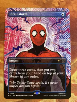 MTG Borderless Brainstorm (7019) Secret Lair: X Marvel's Spider-Man Near-Mint!! - Image 1