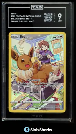 2022 POKEMON SWSH BRILLIANT STARS #TG11/TG30 EEVEE TRAINER GALLERY HOLO TAG 9 - Image 1