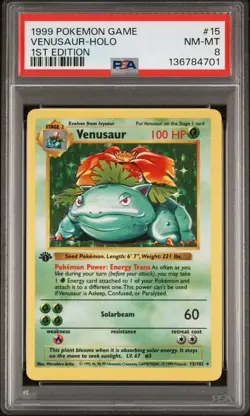 Pokemon Base Set 1st Edition Venusaur PSA 8 HOLO 😎 New Cert 😎 - Image 1