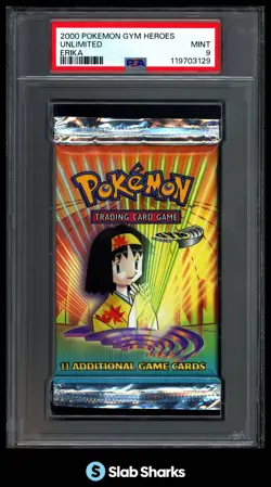 2000 POKEMON GYM HEROES UNLIMITED ERIKA PACK ART SEALED MINT PSA 9 - Image 1