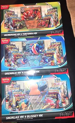 LOT ALL 3 Pokemon TCG Greninja Incineroar Snorlax Special Collection Bundle NEW - Image 1
