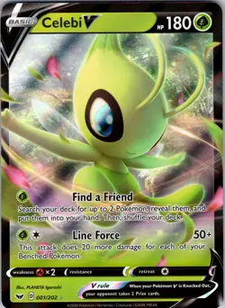 Celebi V 001/202 SWSH01: Sword & Shield Base Set Pokemon TCG NM - Image 1