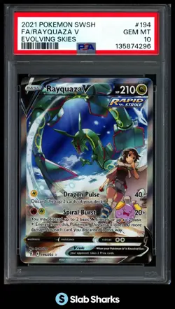 2021 POKEMON SWORD & SHIELD EVOLVING SKIES #194/203 RAYQUAZA V ULTRA RARE PSA 10 - Image 1