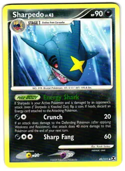Pokemon Rising Rivals Sharpedo #49/111 Uncommon Lightly played - Image 1